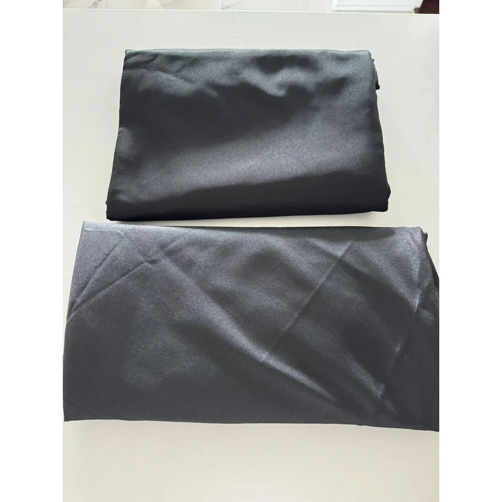 Round Tablecloth Table Cover Party Wedding linen polyester 120'' BLACK PACK OF 2
